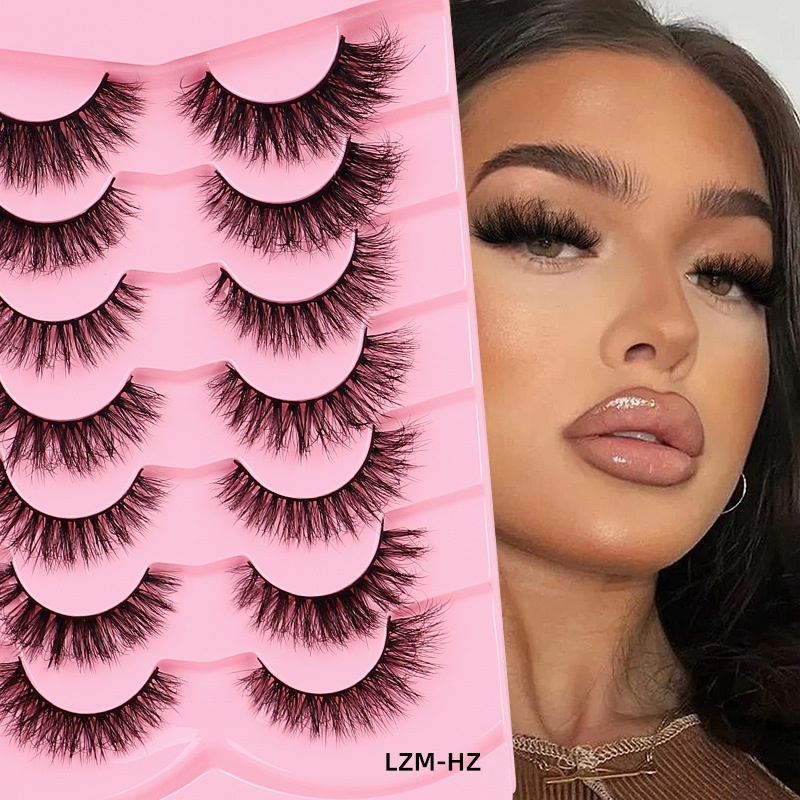 False Eyelashes - 3D Natural Look Fluffy Volume Lashes, Reusable Soft Cat Eye Strip Lashes with Lightweight & Wispy Finish, 7 Pairs Multipack Eye-image-1101060878