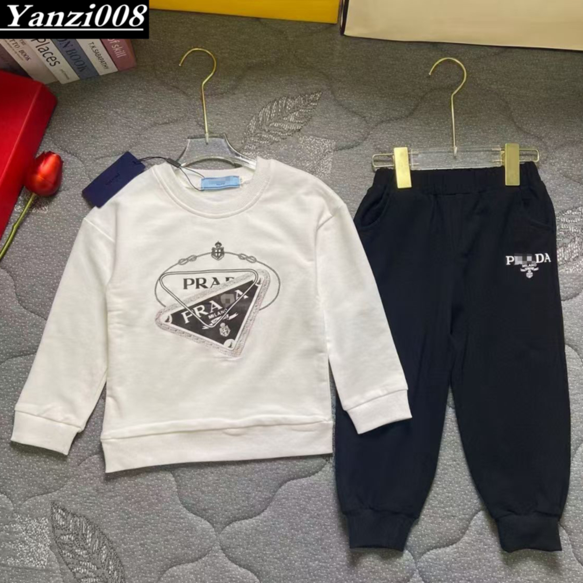 Spring Autumn New Kids Designer Clothes Boys Set Fashion Print Long-sleeved Top+Pants 2PCS/Set Tracksuits 2-11 Years Luxury Brand Boys Girls Chil-image-1101008430