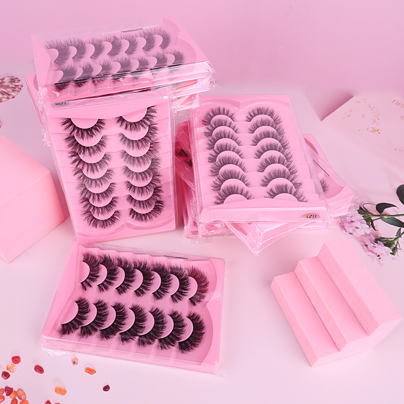 3D Faux Mink Lashes Fluffy Volume Natural Look False Eyelashes Soft Lightweight Easy to Apply, Handmade Reusable Cat Eye Wispy Lashes, 7 Pairs Pa-image-1101098739