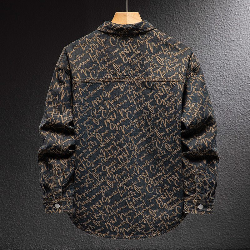 Designer coat 2026 Loose Denim Men's Shirt Retro Jacquard Jacket Fashion Trend High end Luxury Versatile Spring Autumn Style