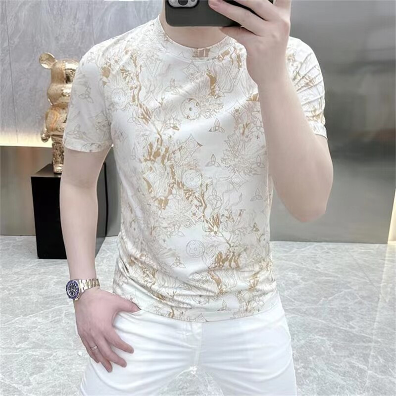 Designer Shirt Men's Casual Short sleeved T shirt High end Luxury Minimalist Luxurious Print Fashionable And Versatile