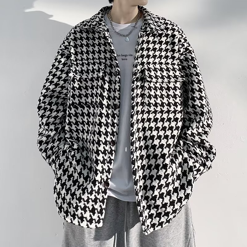 Designer 2026 Spring And Wool Winter Hunting Dog Patterned Plaid Coat Men's Workwear Jacket Fashionable Autumn Clothing