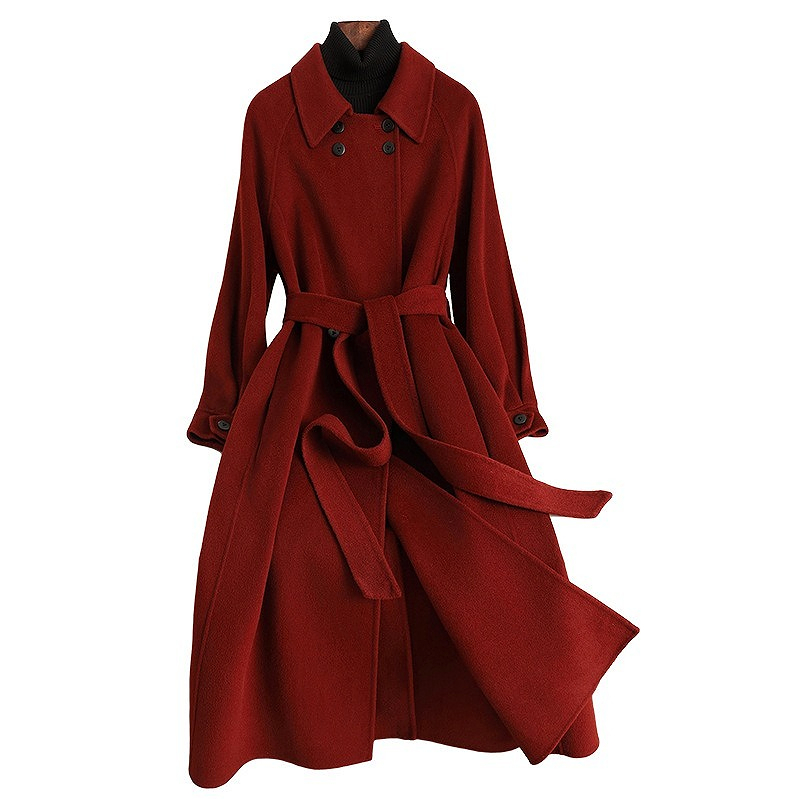 Manteau en cachemire Double face pour femme, nouveau style au dessus du genou, style Hepburn, tempérament à la mode, automne et hiver 2024, D3731