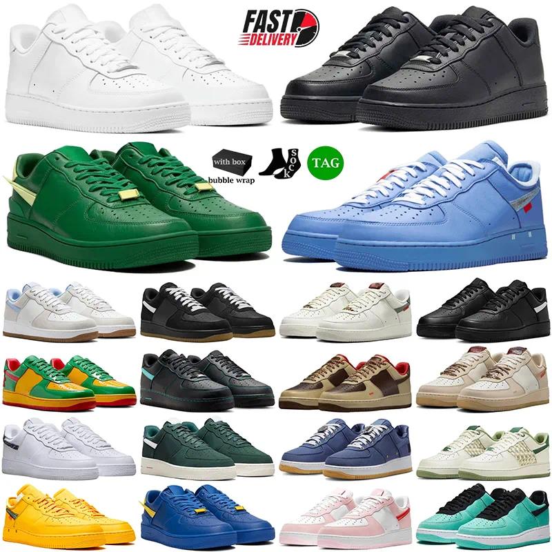with box designer skate shoes mens womens 1 One Sneaker casual shoes classic black white blue yellow pink green grey beige Outdoor mens flat trainer