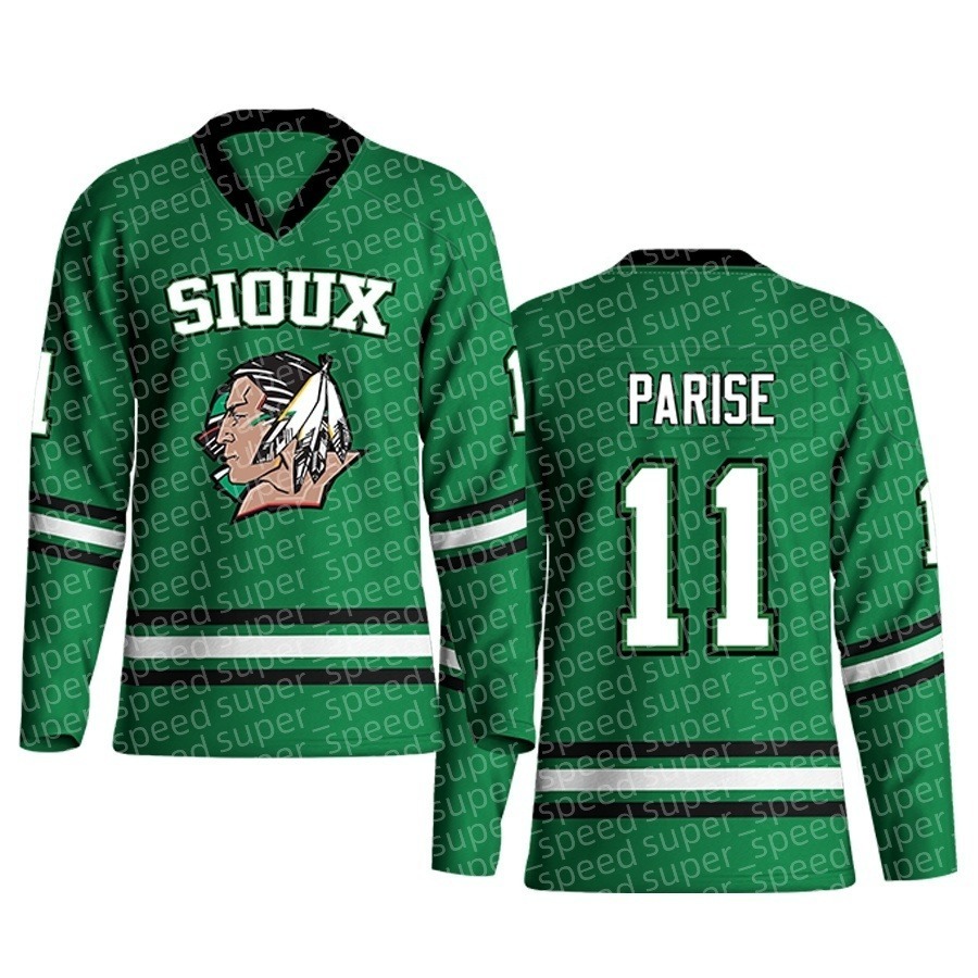 V-neck men's ice hockey jersey, made of polyester fiber material, classic embroidered sportswear, long sleeved machine washable, 11 Paris green