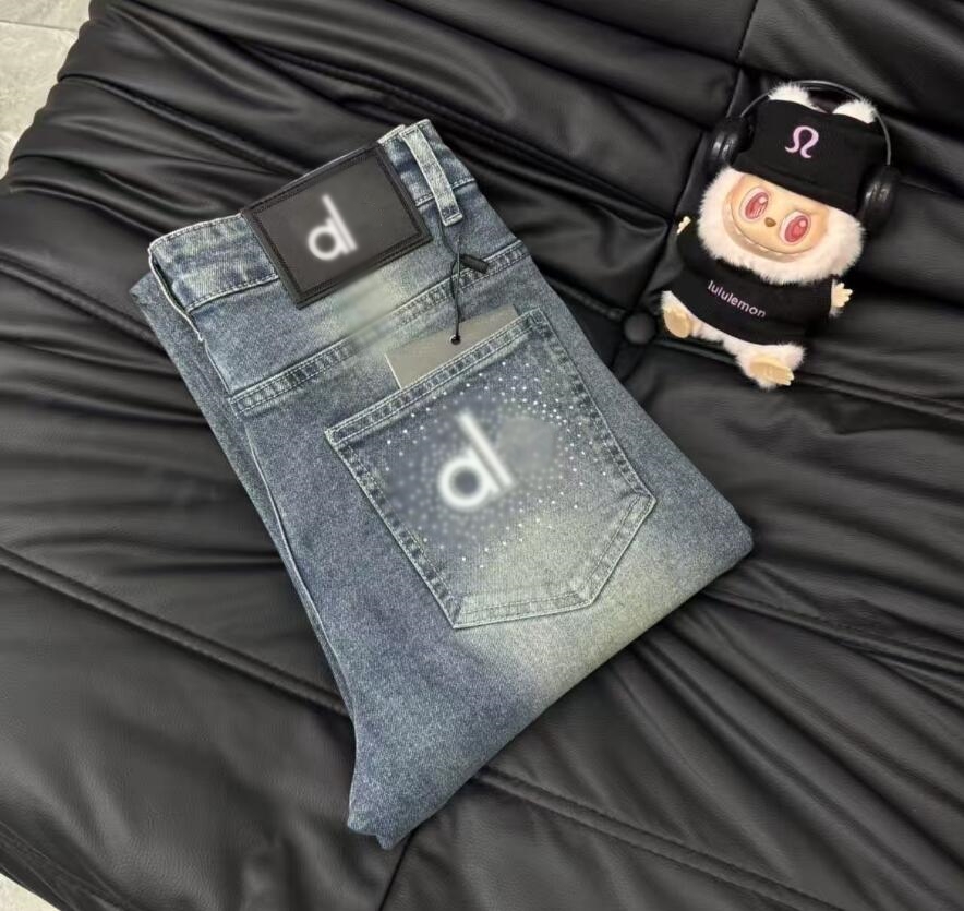 Designer Women Jeans European-style retro cross embroidery graffiti printed blue Denim Pant men's loose jeans