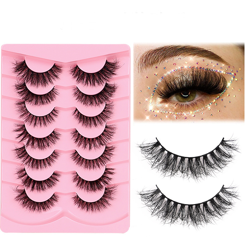 7 Pairs 3D Mink Lashes Natural Look Fluffy Volume, Soft Reusable False Eyelashes Cat Eye Strip Lashes with Lightweight & Wispy Finish, Easy to Ap-image-1101063085