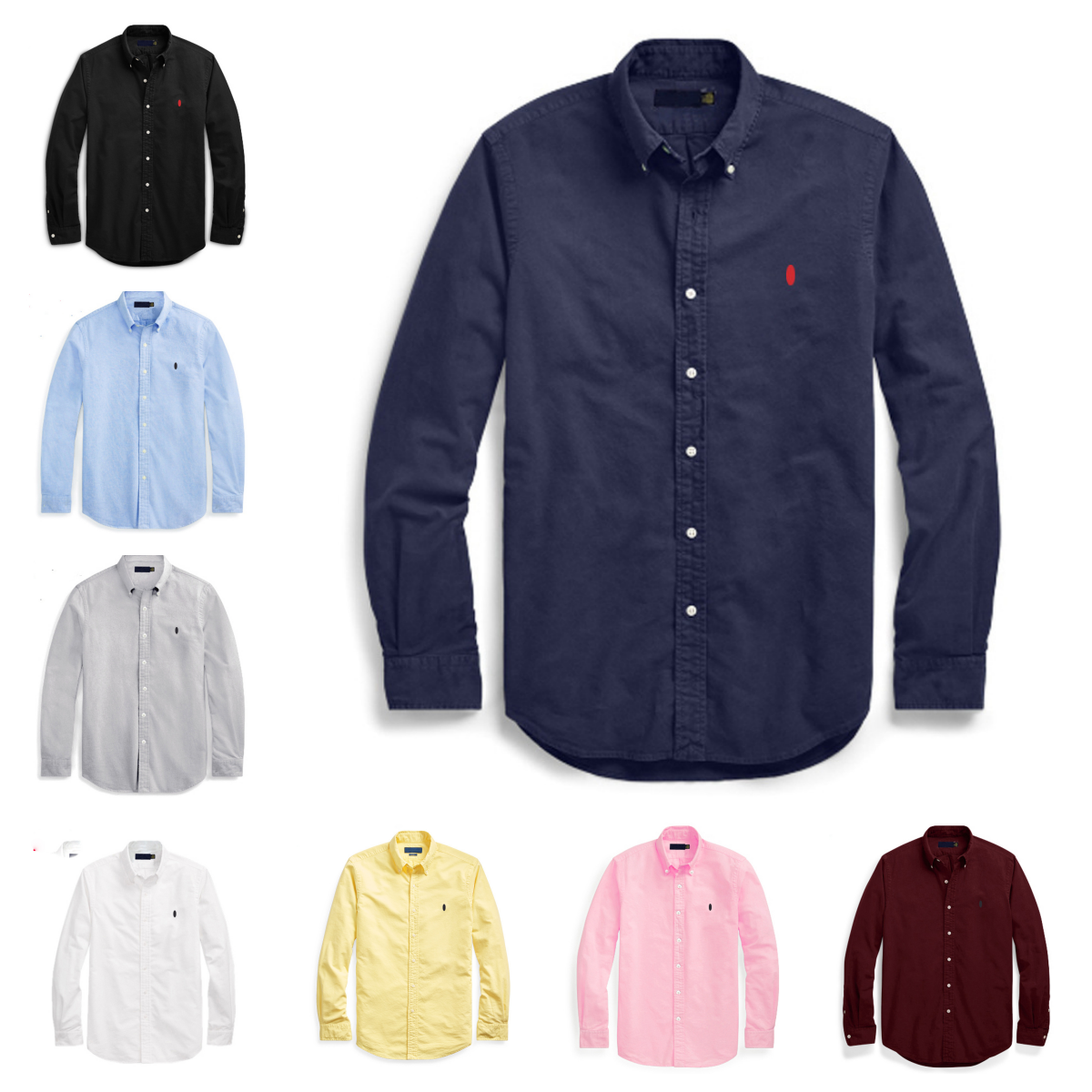 Designer men's shirt business-casual Plain-coloured Long-sleeved shirt High-quality minimalist embroidery-image-942088167
