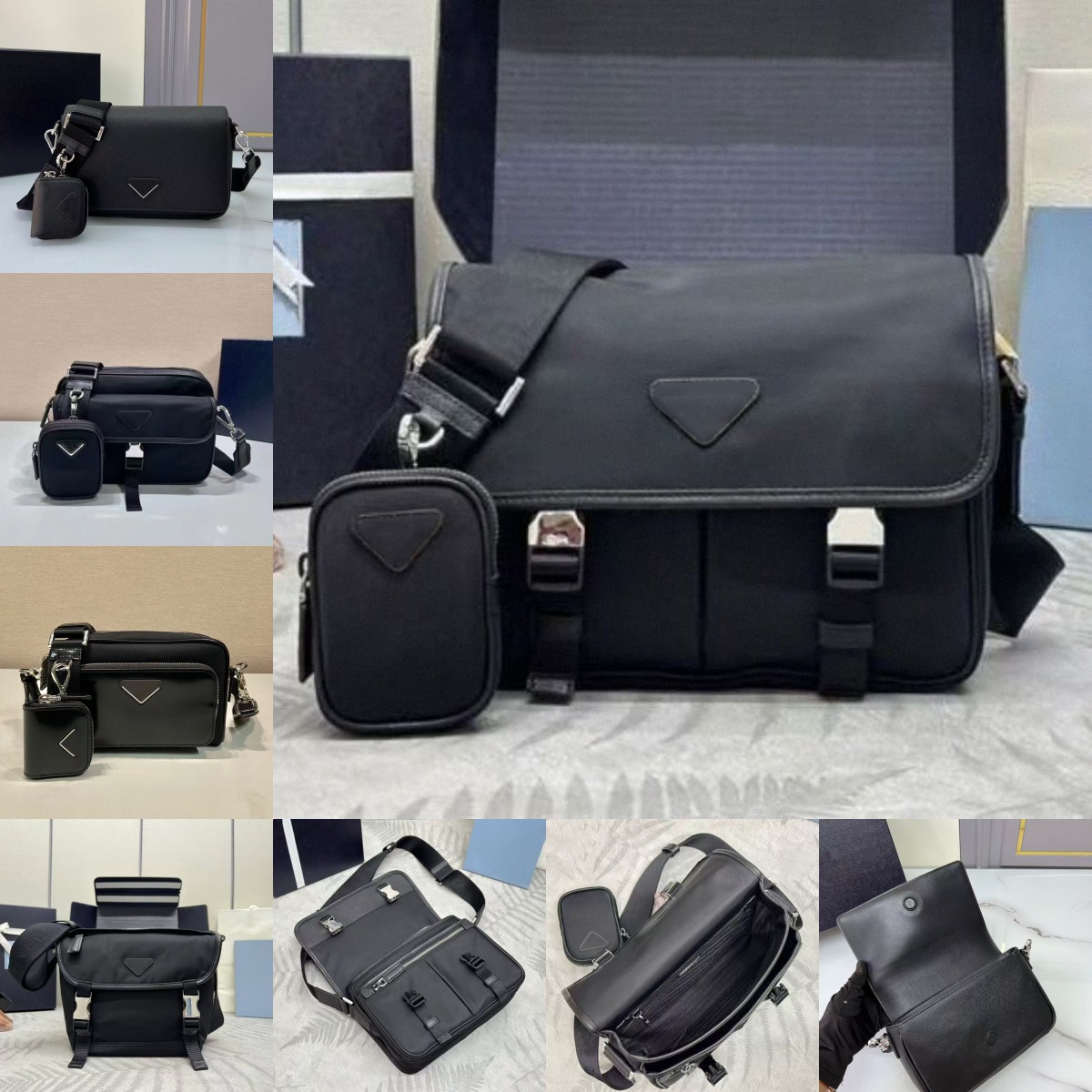 luxury top-level designer bag Triangle Flip cover men women messenger bag leather nylon Premium Shoulder Bag high-capacity mens bag Commuter leisure