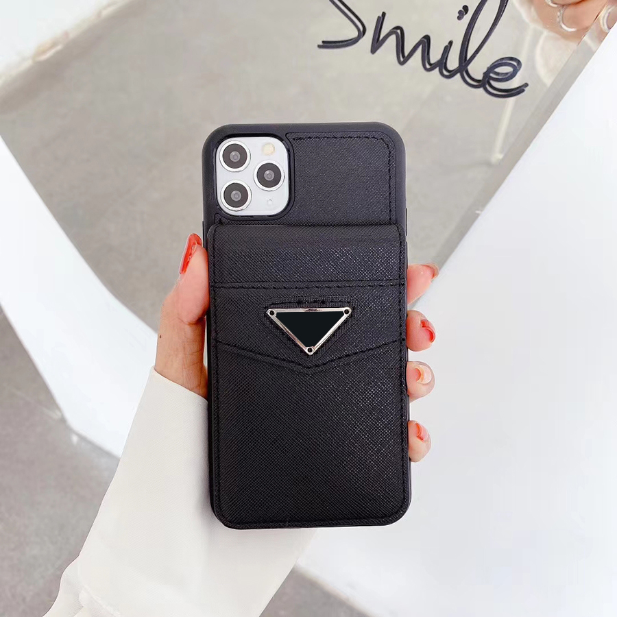 Card Pocket Metal Triangle Logo Phone Case For Iphone 16 15 13 12 14 11 Pro Plus For Apple Fabric Hard Cover 16Promax 15Promax 14Promax 13Promax
