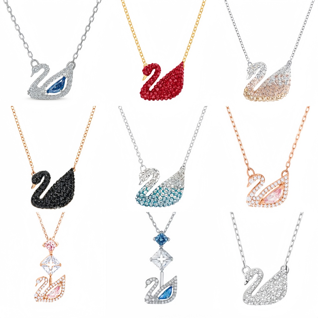 Collier de luxe avec pendentif en forme de cygne avec zircone cubique scintillante en argent plaqué or, bijoux de créateur emblématiques pour fem
