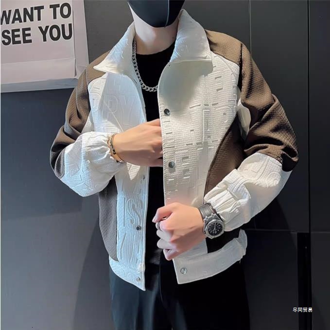 Spring And Autumn Style Men's Embossed Letter Mosaic Color Designer Jacket Fashionable Luxury Men's Clothing 2026 New High-end Outdoor Cas