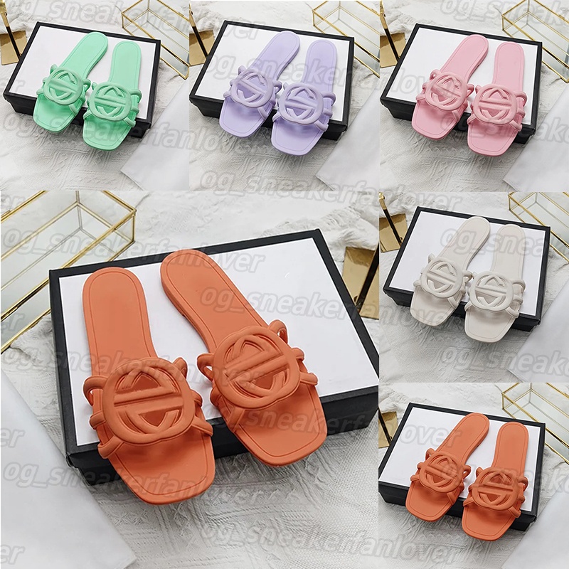 Free shiping designer Sandals Womens Slides Summer Rubber Slippers Flat Bottom Jelly Shoes Outdoor Waterproof Woman Sliders black red 35-41