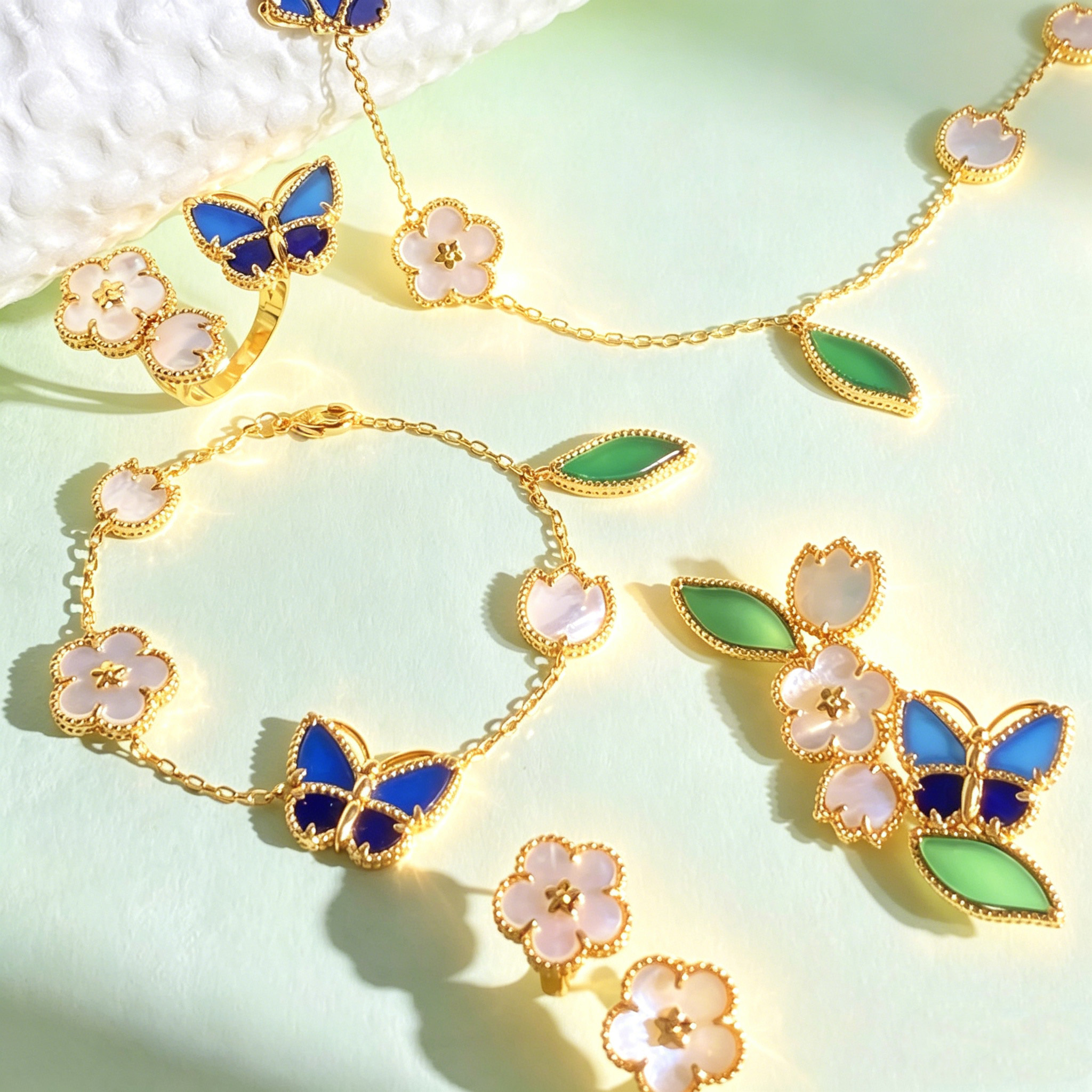 bracelet necklace ring Suit designer jewelry 2026 New Trend 18K Gold Plated Butterfly Flower Jewelry Set Hypoallergenic Durable jewlery designer for