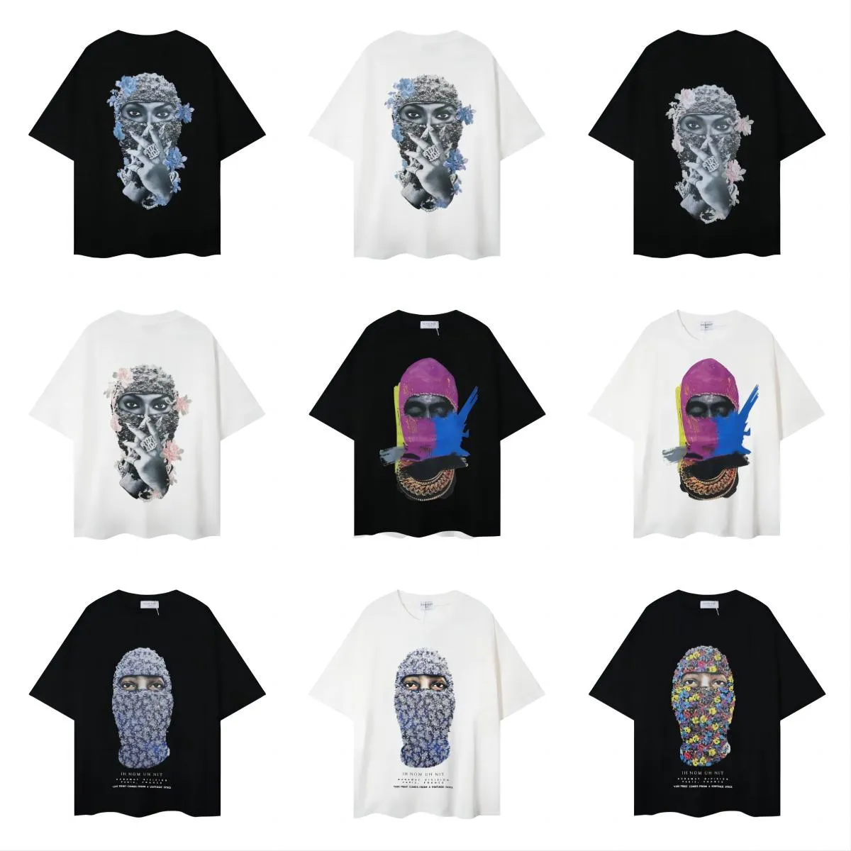 T-shirts pour hommes hommes femmes de haute qualité perle mode d'été lâche Streetwear T-shirts lettre masquée imprimé décontracté à manches court