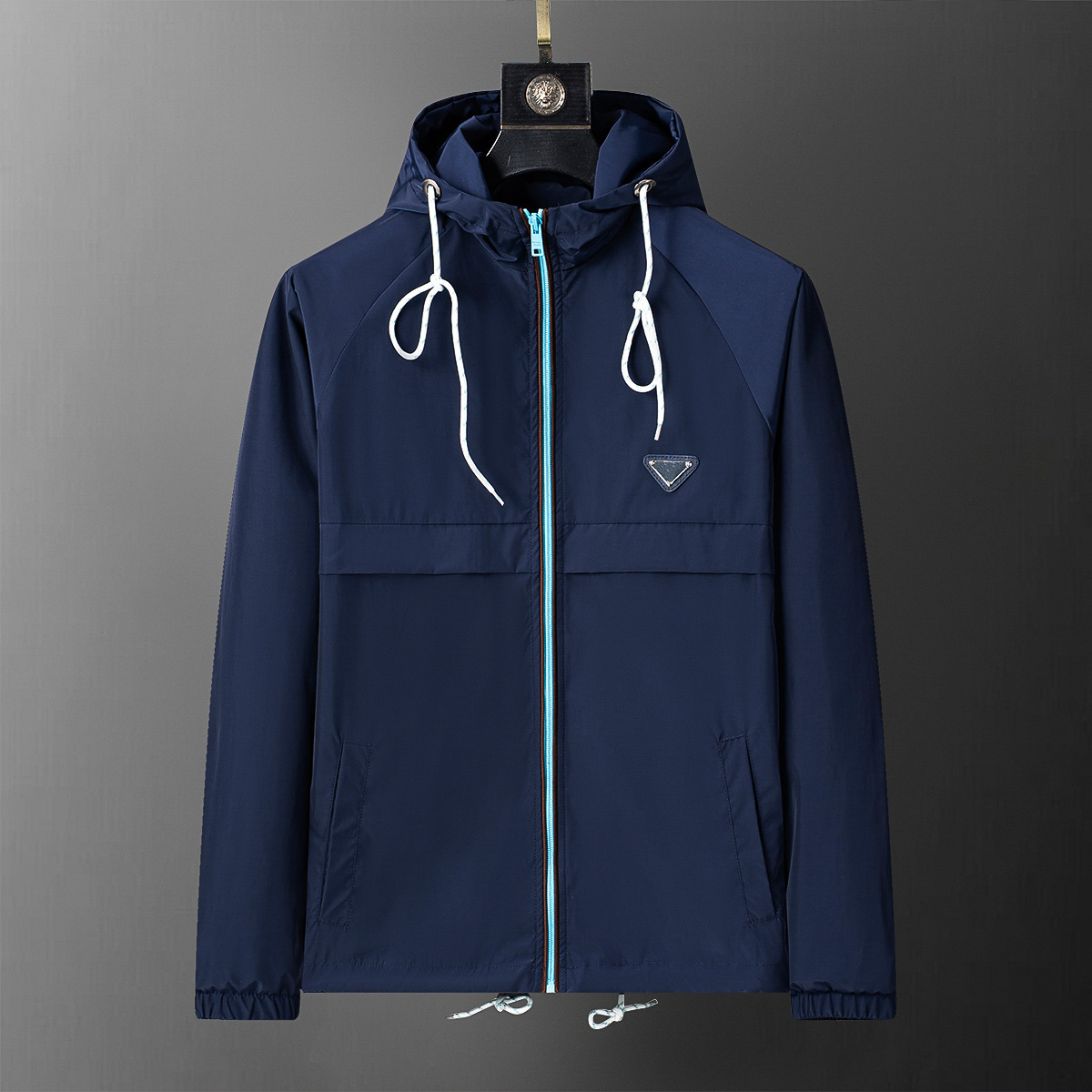 Men's hoodie classic casual brand jacket shirt double-layer woven material oversized bomber jacket arm pocket decoration Asian size inverted tr