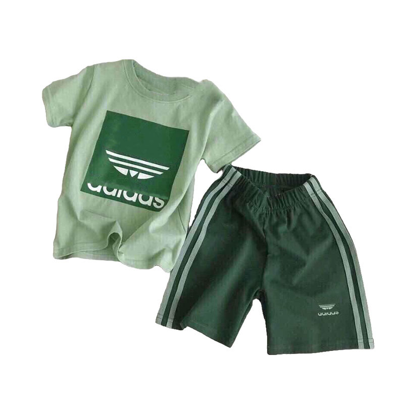 Ash Grey Pastel Trim Children Piece Set Toddler Short Sleeve Top Tees Shorts Boys Girls Loose Fit Summer Suit 2 6 Years Designer Ins 26Y0805