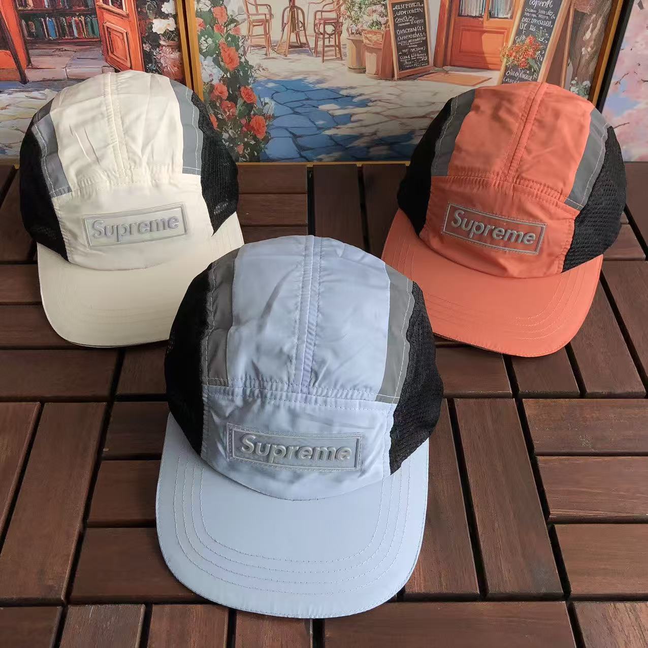 Designer cap Lightweight Breathable Side Mesh 5 Panel Camp Cap for Men Women, Quick Dry Outdoor Running Hiking Skateboarding Sun Hat with Reflective