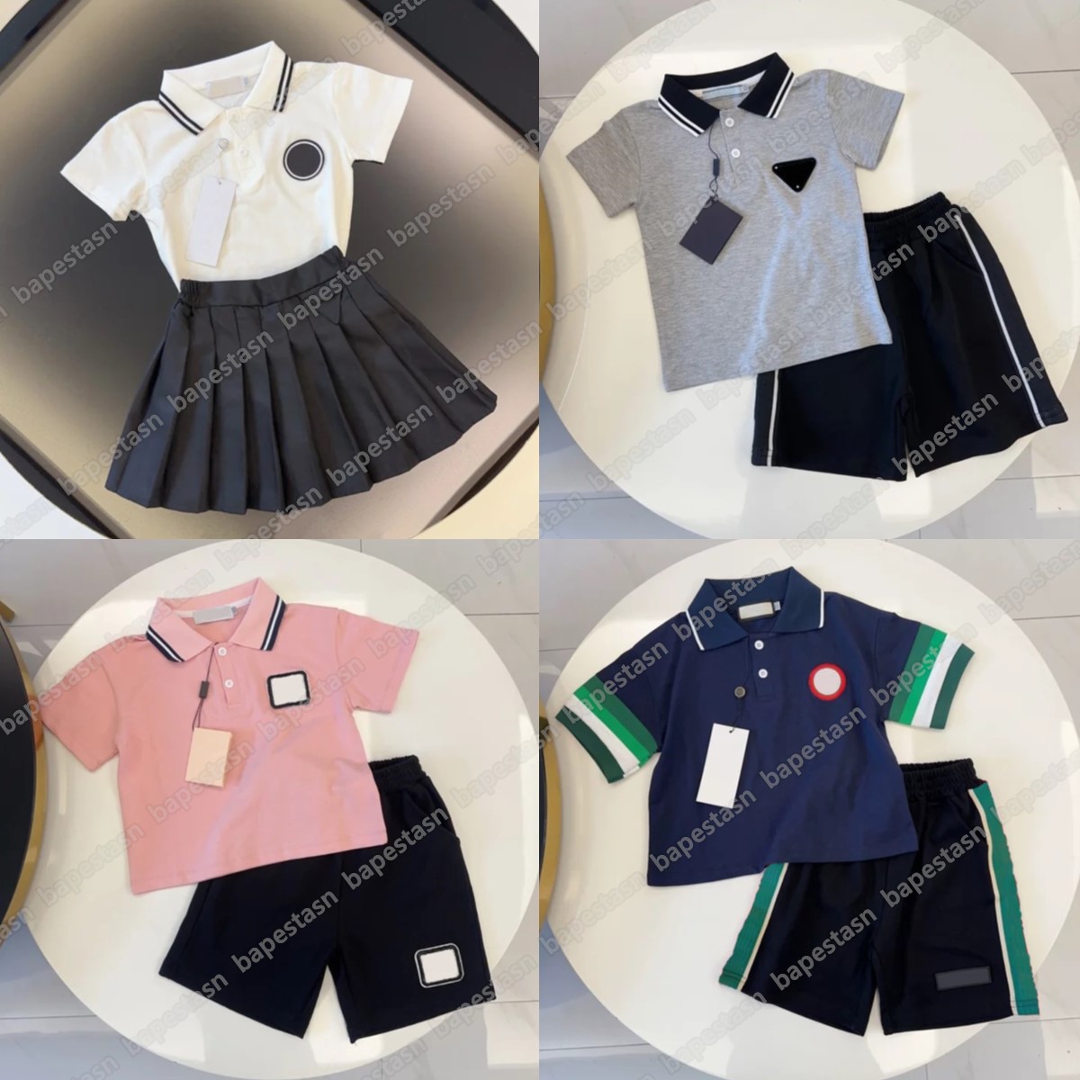 Designer kids boys girls Sets baby T-shirt skirt shorts Clothing Sets Cotton toddler Girls Kids Infant black white Black and white sets-image-1059872732