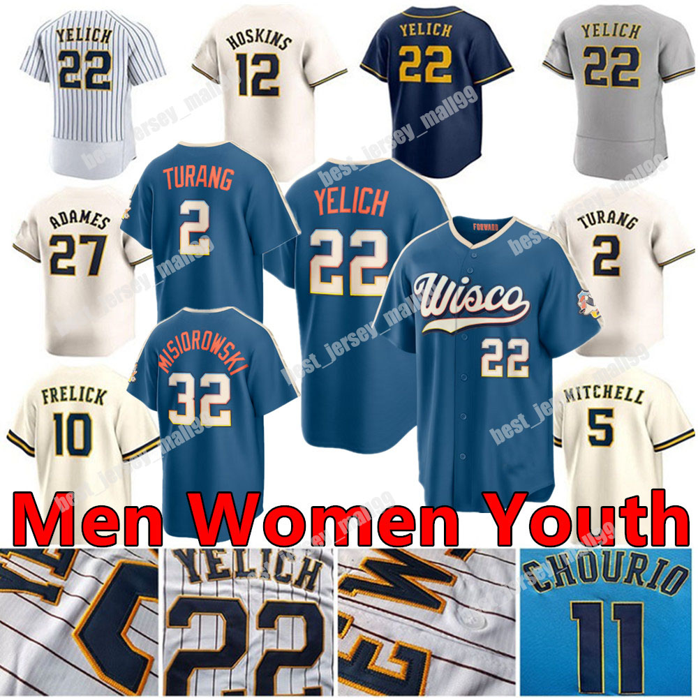 Custom 11 Jackson Chourio Christian 22 Yelich 10 Sal Frelick Jersey Luis Urias Contreras Rowdy Corbin Burnes Brewers Yount Mitchell Hommes Femmes