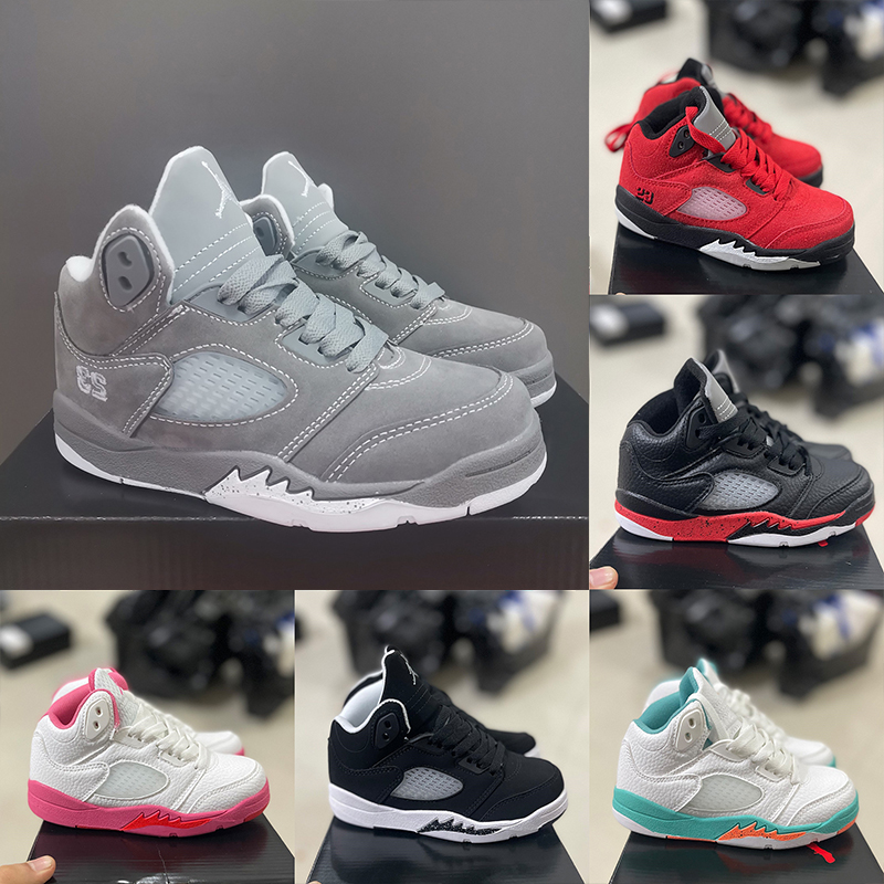 Kids Shoes 5 Basketball 5s Toddler Sneakers Boys Military Black Genuine Leather Designer Trainers kid Girls shoe Fire Red Thunder Children youth Blu