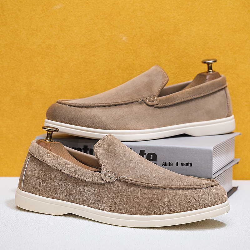 klassiek ontwerp 2026 Suède leren herenloafers, instapvrije vrijetijdsschoenen voor heren, gemakkelijk aan te trekken mocassins, ademende grote mate