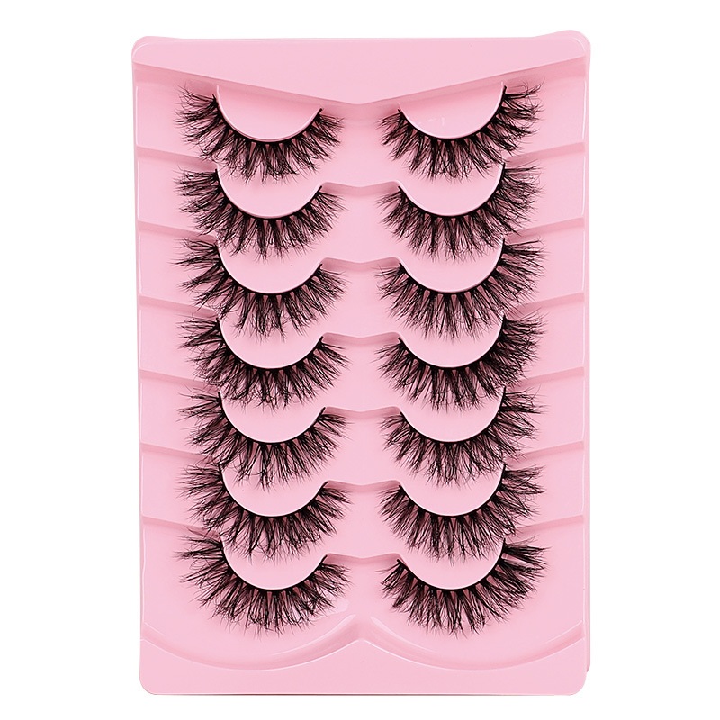 Fluffy Volume Lashes Full Strip Natural Look False Eyelashes Soft Lightweight, 7 Pairs Pack Handmade Reusable 3D Faux Mink Lashes Easy to Apply-image-1101173963
