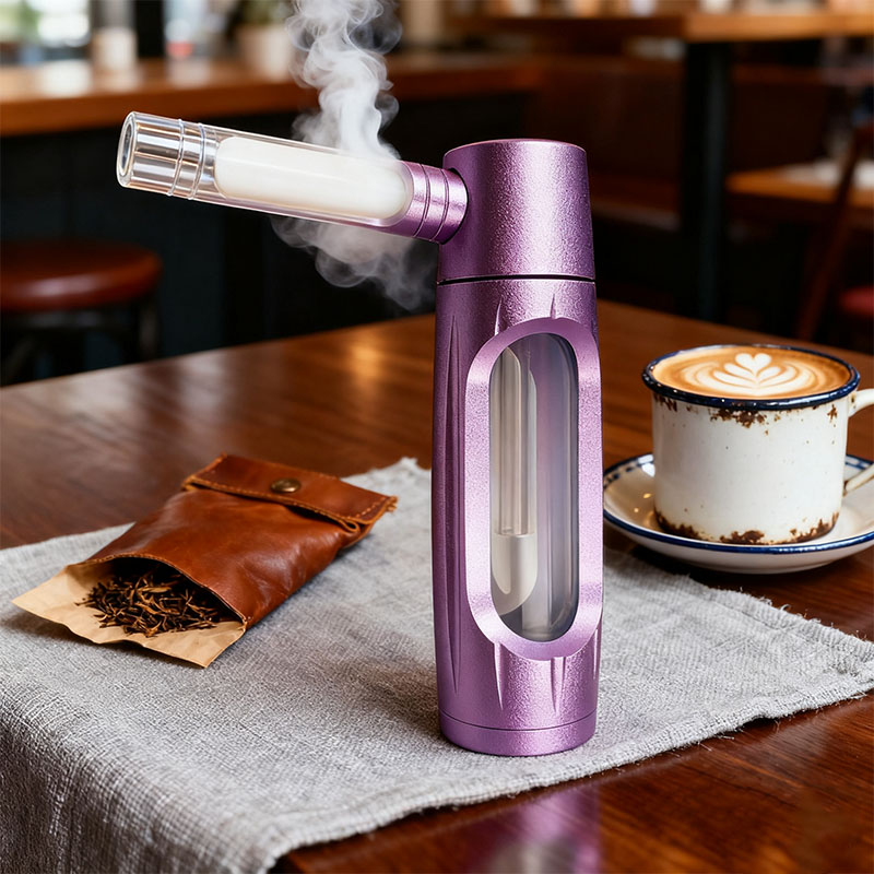 Metal Popular Water Pipe for Smoking Grass Pocket-Sized Bong Travel Companion Dry Burning Herb Glass Pipe Gadgets for Men-image-1101333885