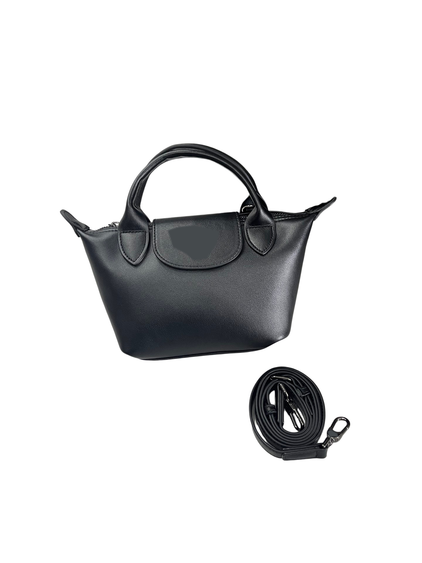 Luxueux support de téléphone en cuir noir 'Dragon' - Fabriqué avec une boucle emblématique