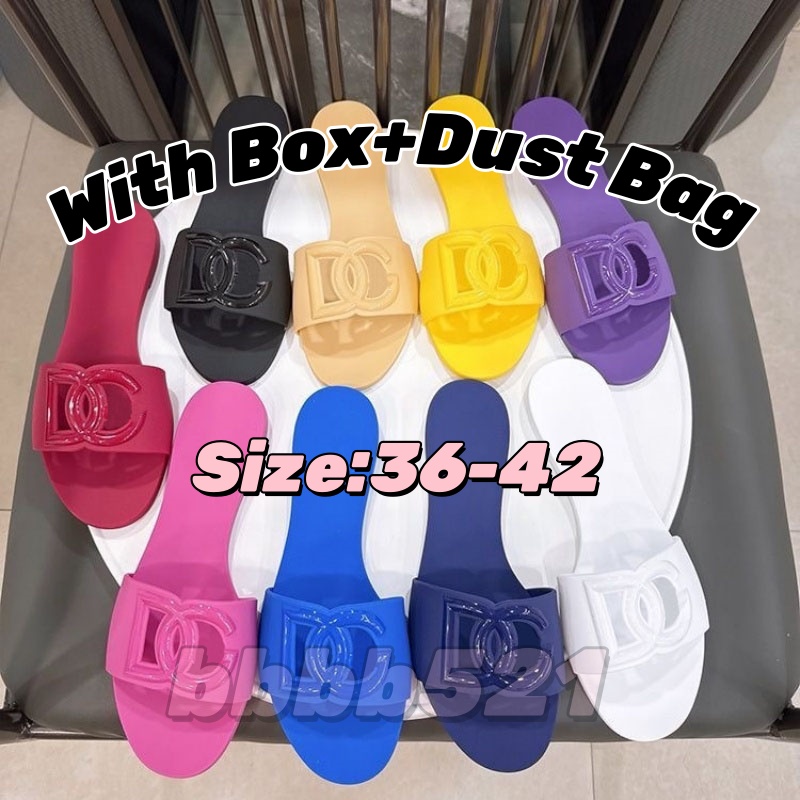 With Box Sandals Designer Women Slides Slippers Flat Jelly Slippers D Interlocking G Summer Outdoor Beach Slippers Ladies Classic Fashion Casual 36-