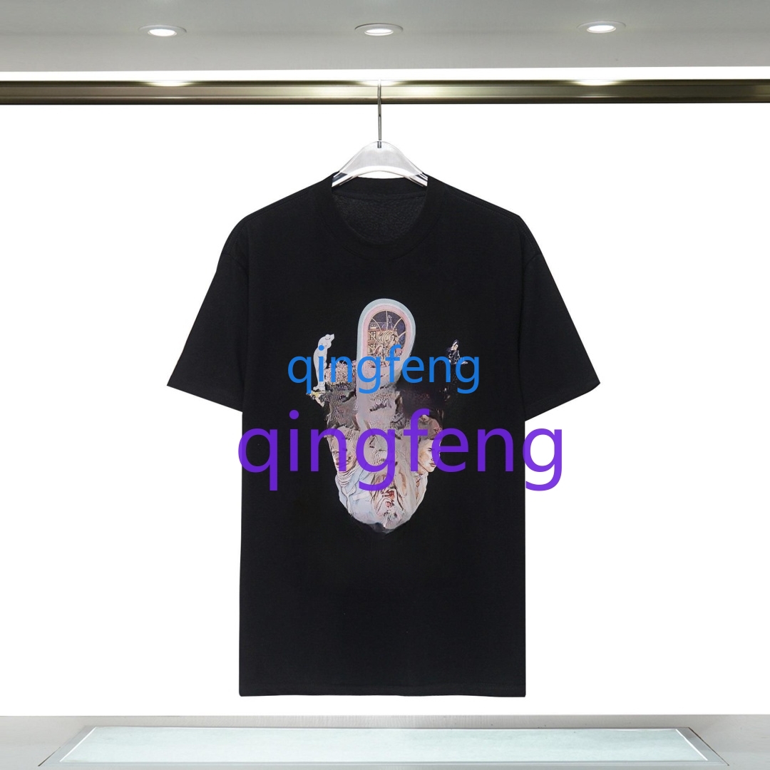 Men Casual Cotton T-shirt, Black, With Tennis, Dove, Floral and Building Graphic Print, Short Sleeve Crew Neck Tee for Daily Wear-image-1101303682