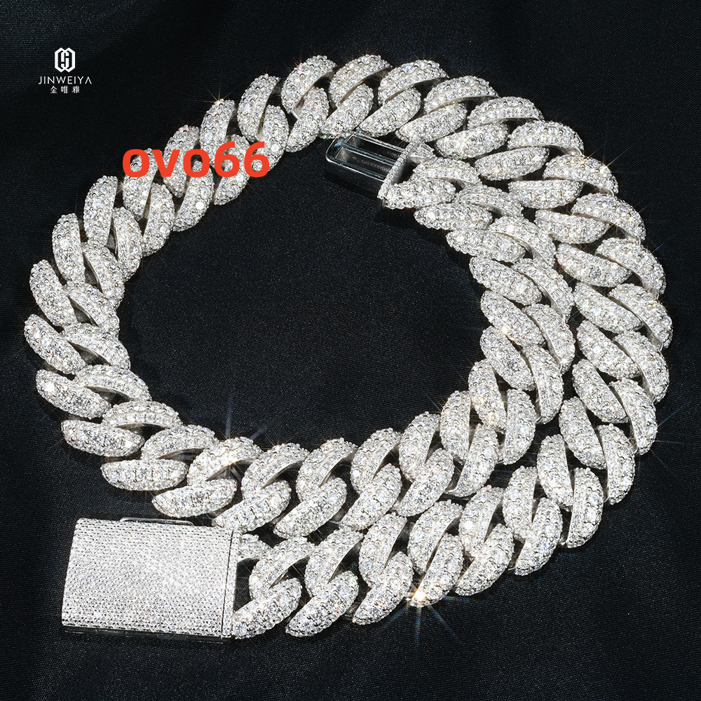 18mm Luxury Cuban Moissanite Chain 925 Sterling Silver Thick Iced Out VVS Clarity Hip Hop Style Raised Pointer Cuban Link Chain