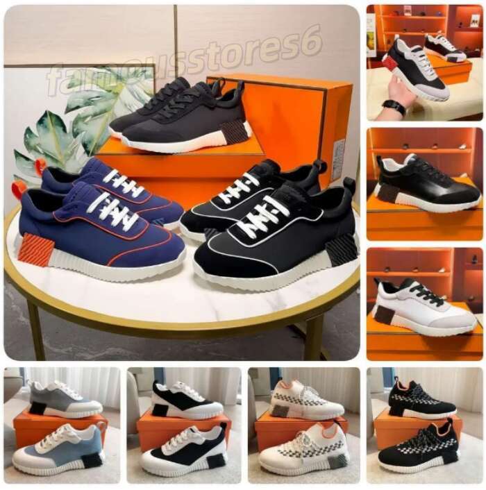 Luxury goods Designer Bouncing Sneakers Suede Leather Trainers Breathable Casual H Men Women Trainers Patchwork Running Shoes nonslip rubber sole Sn