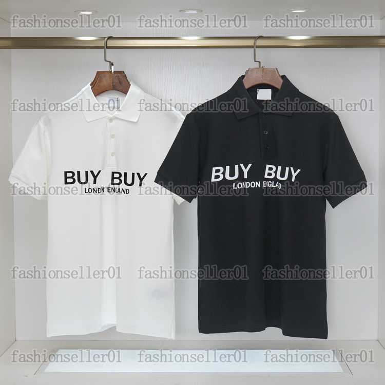 designer mens lapel polo t-shirts tshirt summer simple turndown collar luxury london england classical letter print pattern tops tees M-3XL