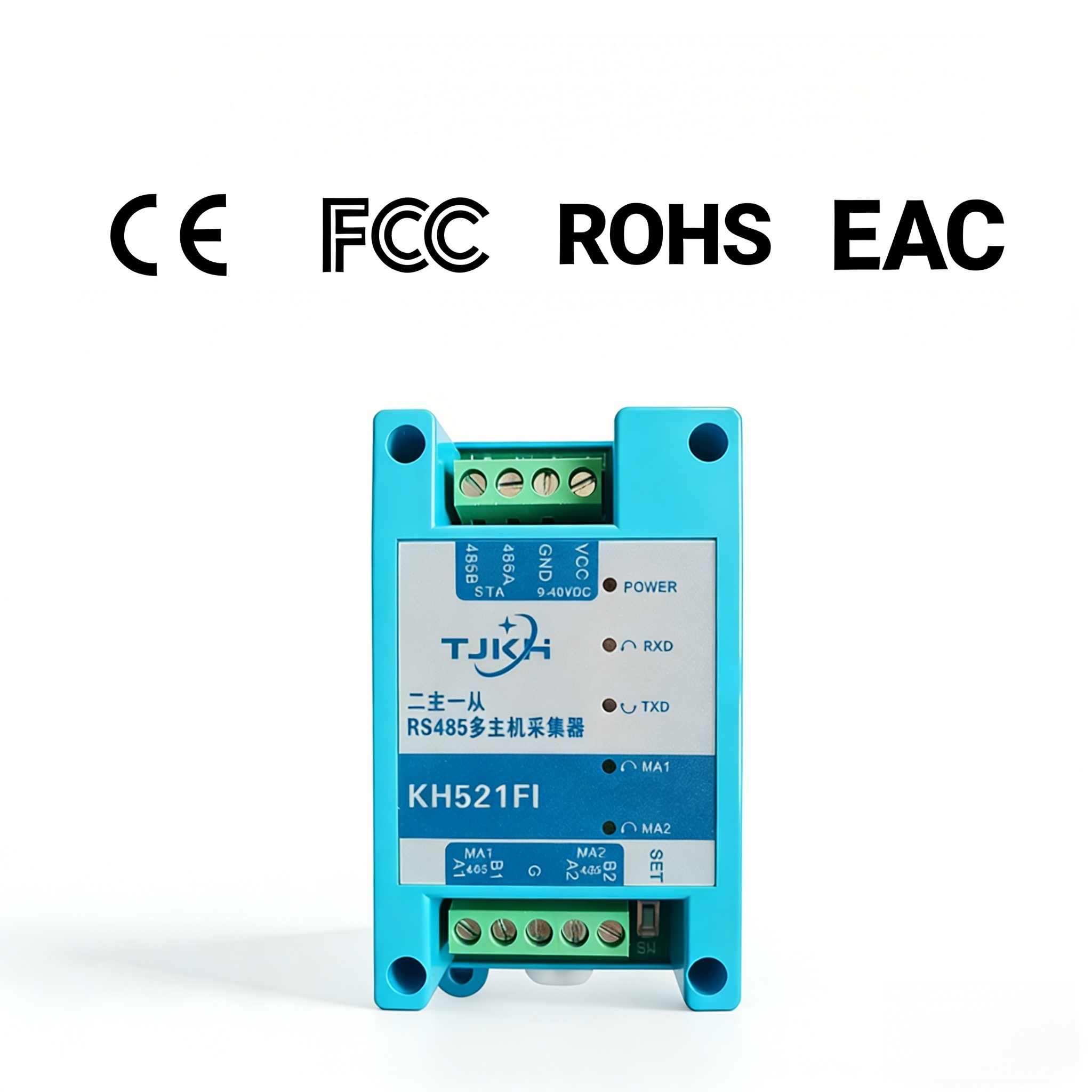 Industrial Grade 2-Master 1-Slave RS485 Hub, Multi-Master Data Collector with Isolation & Surge Protection, CE/FCC/RoHS/EAC Certified-image-1101330745