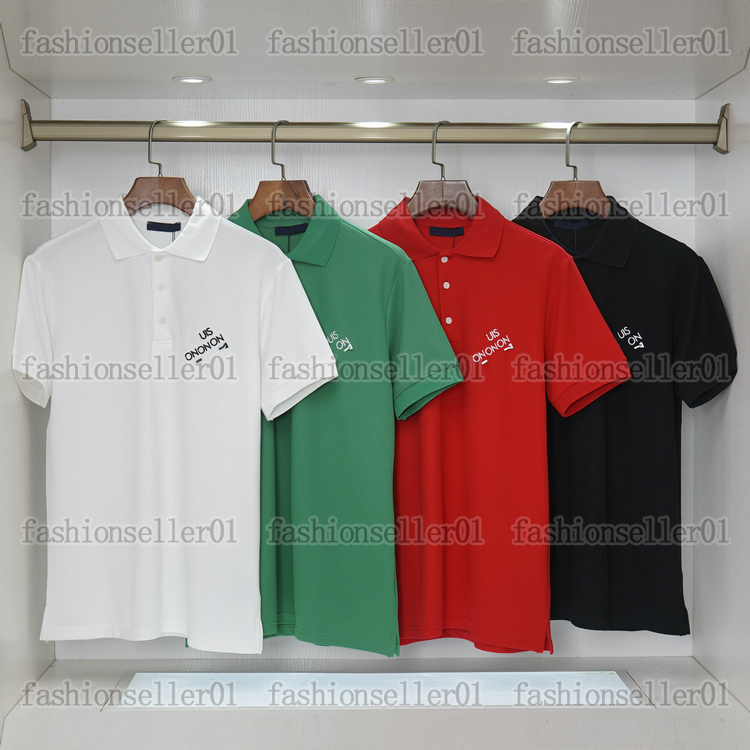 designer mens lapel polo t-shirts tshirt summer simple turndown collar brooch luxury casual classical Embroidered letter pattern tops tees M-3XL