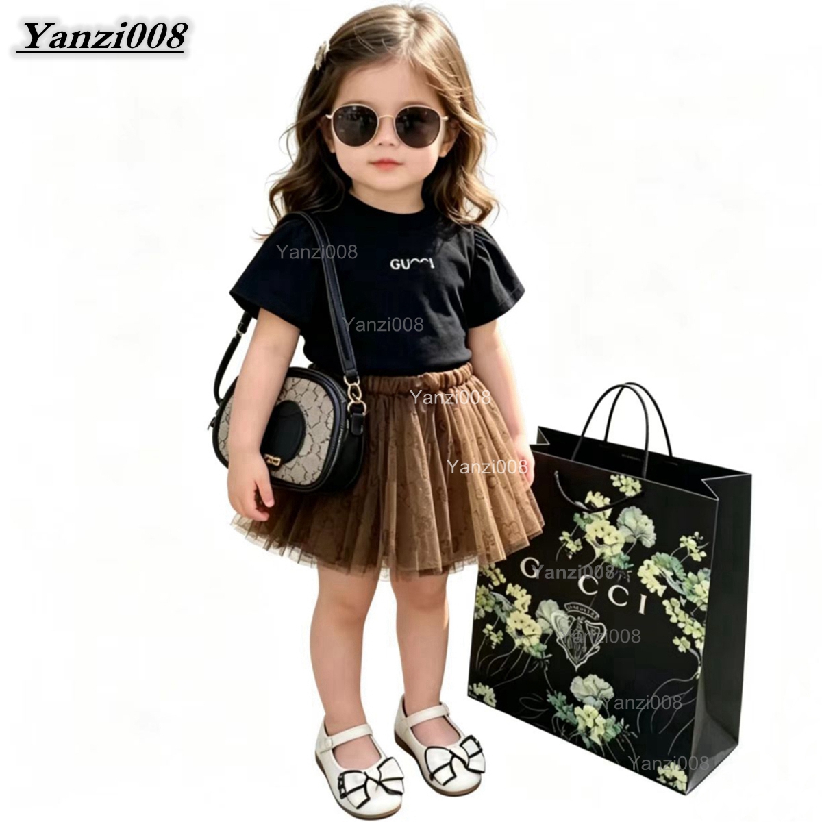 Summer New Brand Designer Kids Girls Skirt Set Baby Clothes Girls Designer Dress Cotton Short Sleeve+Skirt Baby Skirt Little Girl Clothes Set Kid-image-1101314944