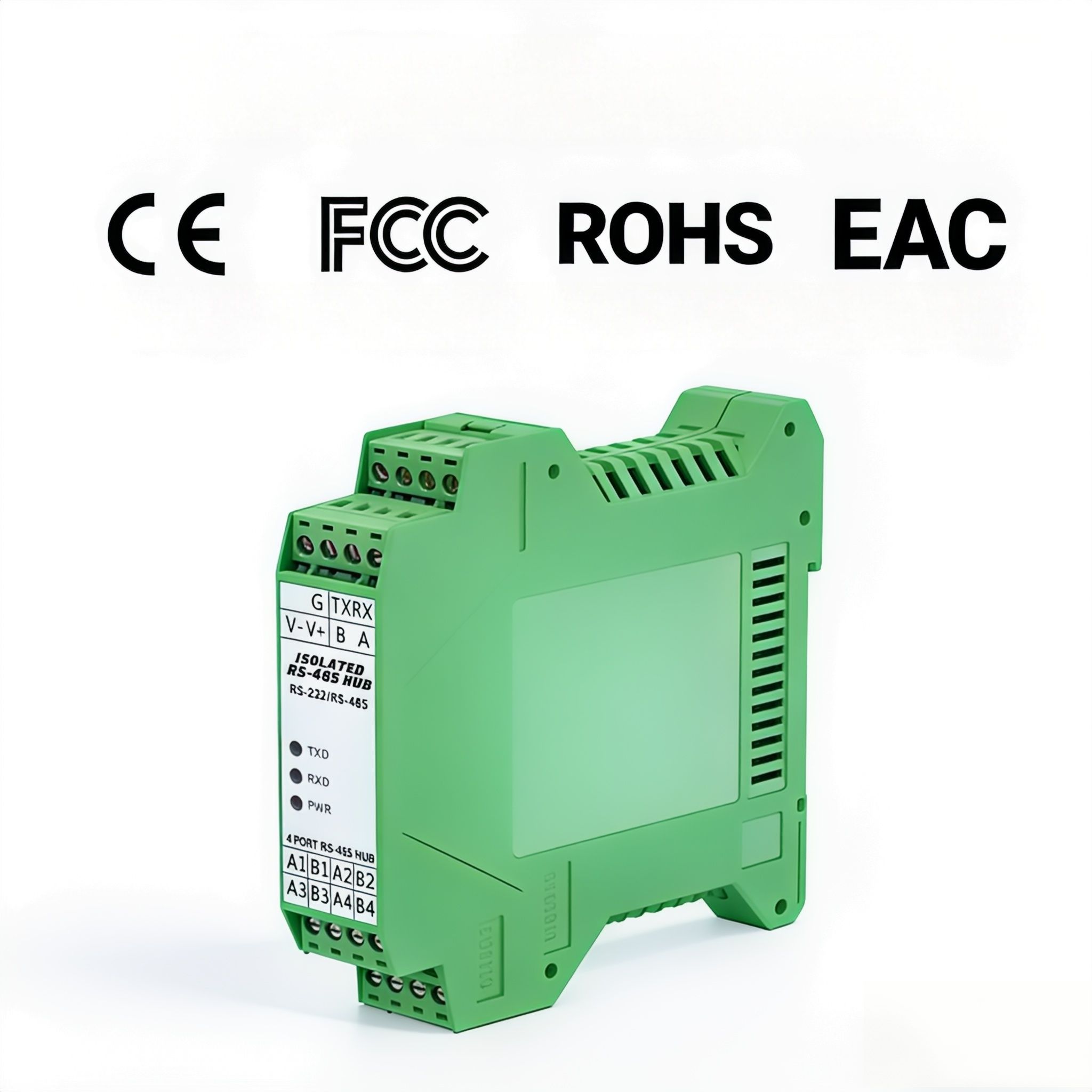 KH506F-4M Industrial RS485 Hub, 1-to-4 Port, 1500V Isolation, 600W Surge Protection, CE FCC ROHS EAC Certified-image-1101336422