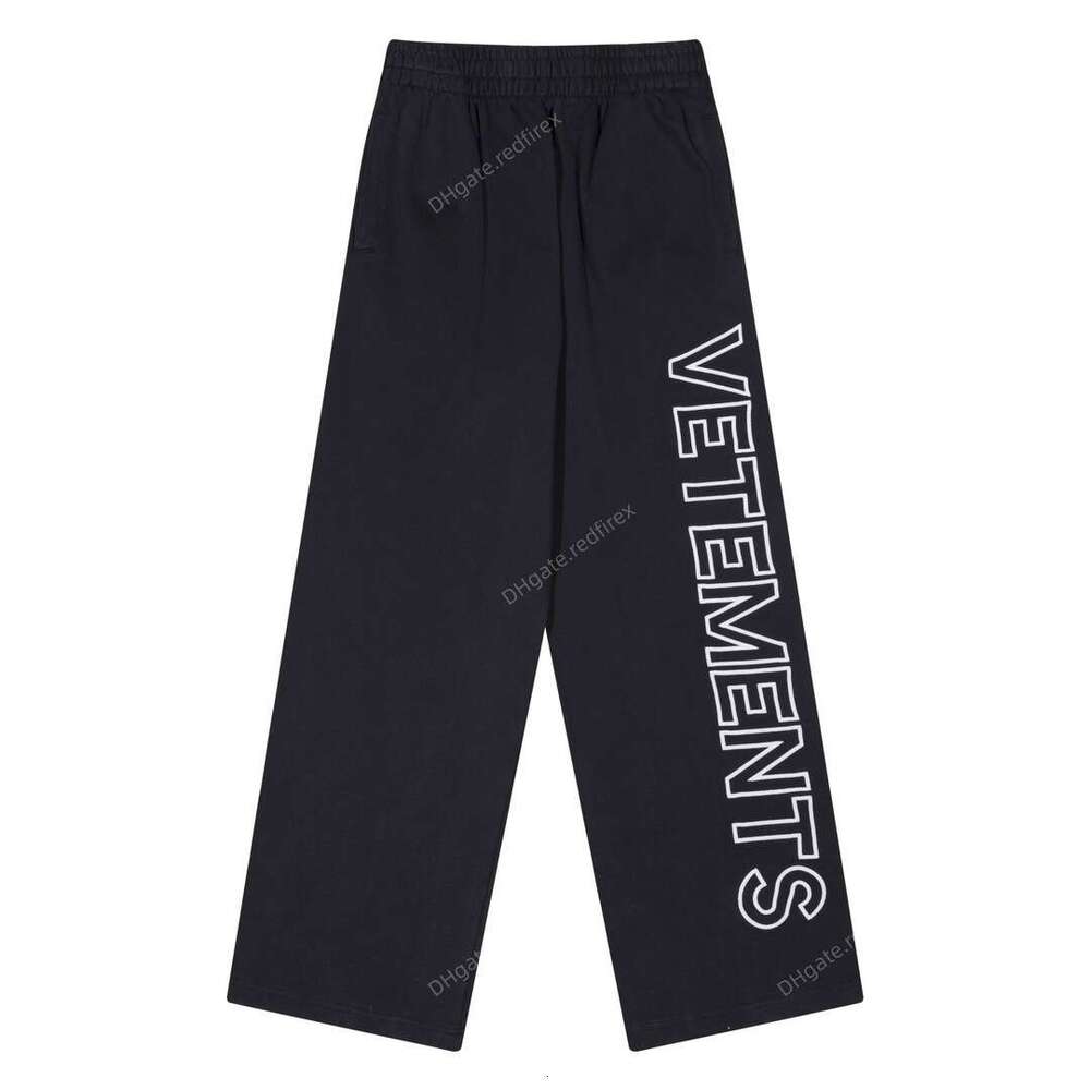 Designer High 5A quty VTM Embroidered Pants Autumn Winter Mens and Womens New Classic Letter Patterned Vintage Washed Wide Leg Casual vetement Pants