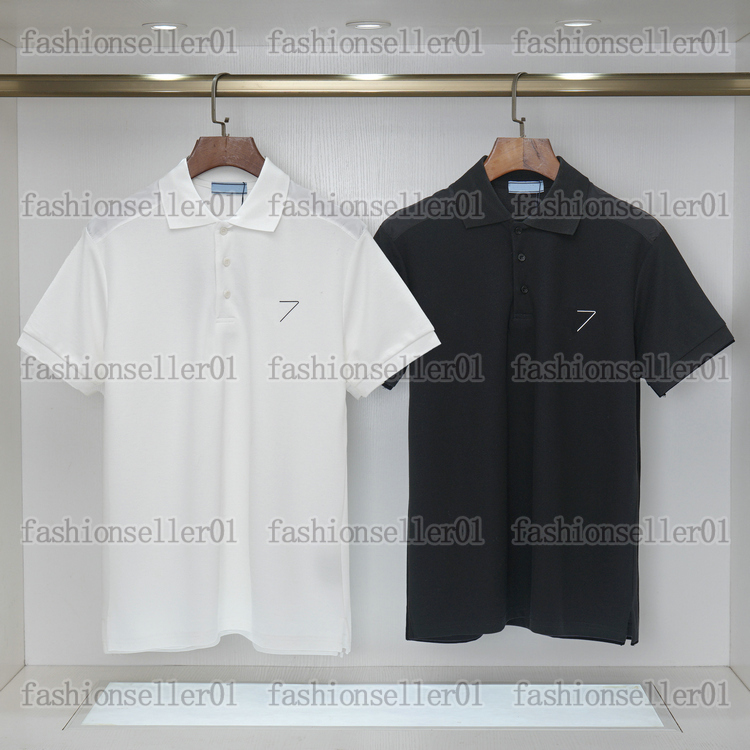 designer mens lapel t shirt polo t-shirts tshirt summer simple turndown collar luxury classical geometric pattern print black white tops tees M-3XL