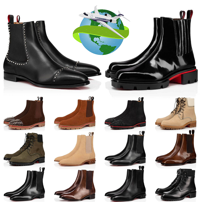 Famous red bottomshoes Design Lug Sole Ankle Boots men Booty Black Genuine Leather Bottes Luxurious Brands Booties Capahuttas Movidastic Loafers 35-