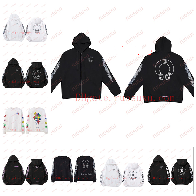 Designer Mens Hoodies Chrome Hoodies cardigan Y2K Woman Zip Hip Hop Male Hooded Coat Street Casual Sweatshirt Man 27ss Pullover Sanskrit Cross Print
