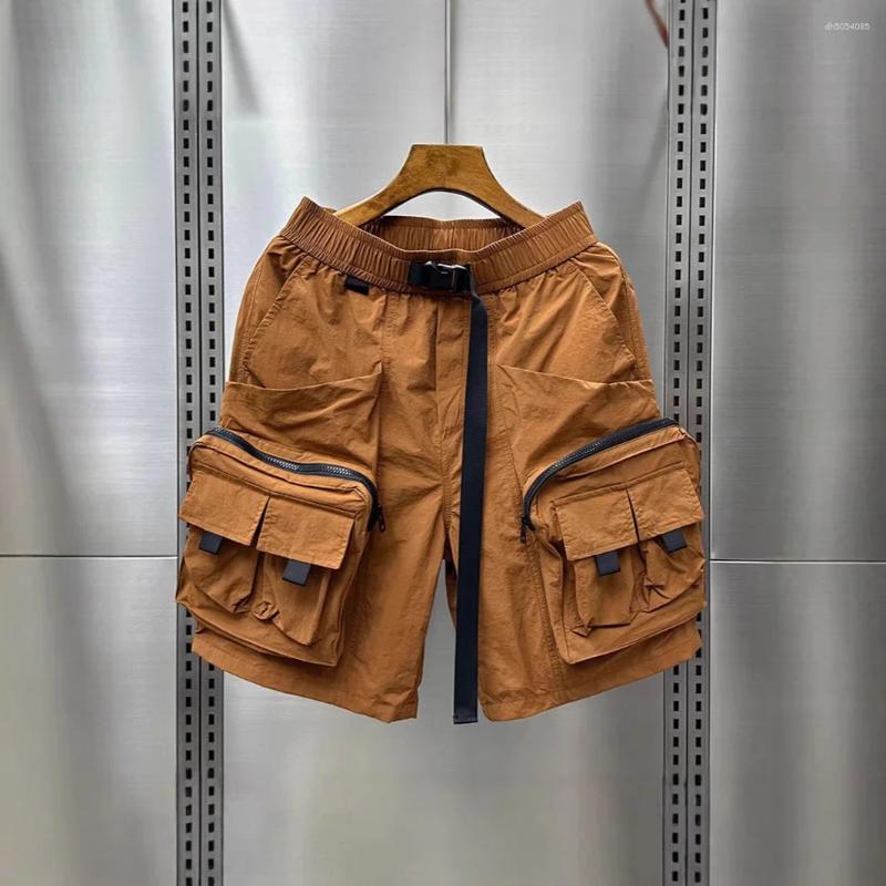 Shorts pour hommes Designer hommes solide Cargo ample jambe large taille élastique fermeture éclair Multi poche décontracté quotidien Style de ru