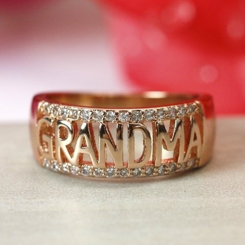 Hecheng hot-selling grandma ring with diamonds and zirconia, 18k rose gold ring, Mother's Day gift