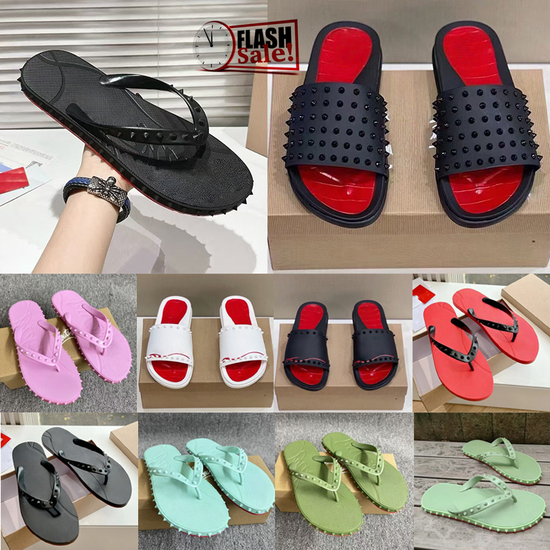 Designer Sandales rouges tongs pour hommes femmes chaussons en cuir mode luxe chaussures noires blanches lettre fond plat plage rivet chaussures