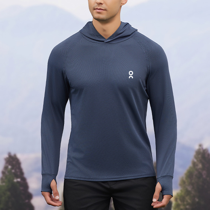 Men's autumn and winter outdoor sports hoodie hooded quick drying fitness suit top slim fit running training long sleeved