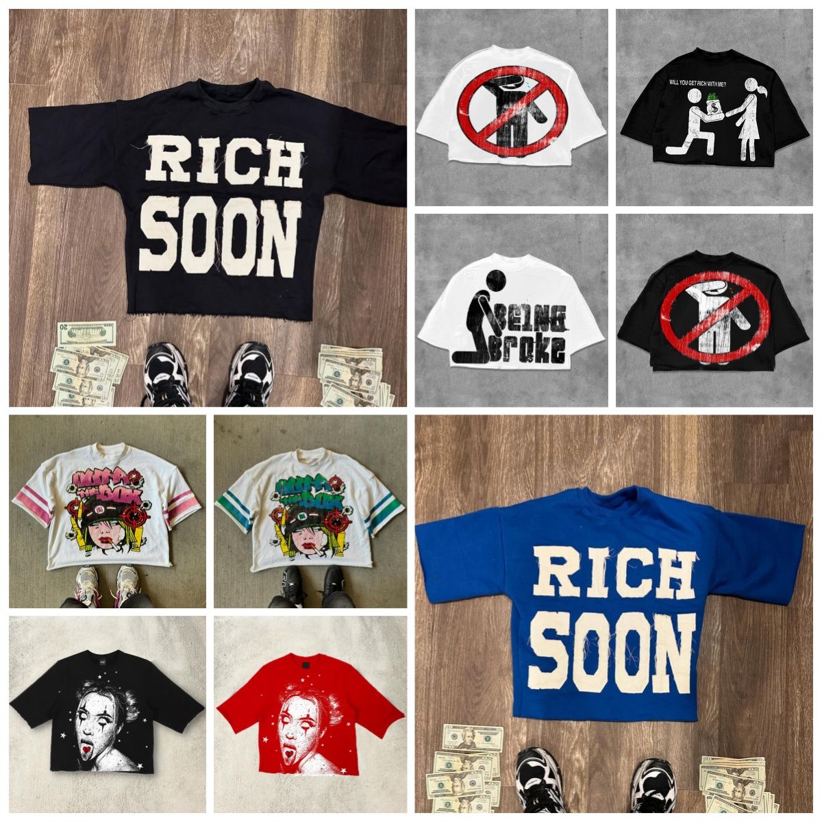 Designer fashion Men T-shirt Y2K Shirt Oversized Harajuku High Street Goth Style Hip Hop Graphic Tee Sweatshirt Breathable short sleeve-image-1101414274