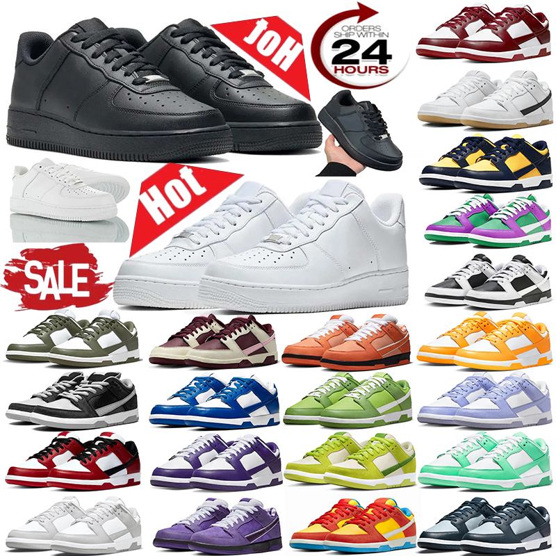 with box designer brand casual shoes men and women skateboard shoes low top AF1s sneakers breathable comfortable black and white splicing color 36to