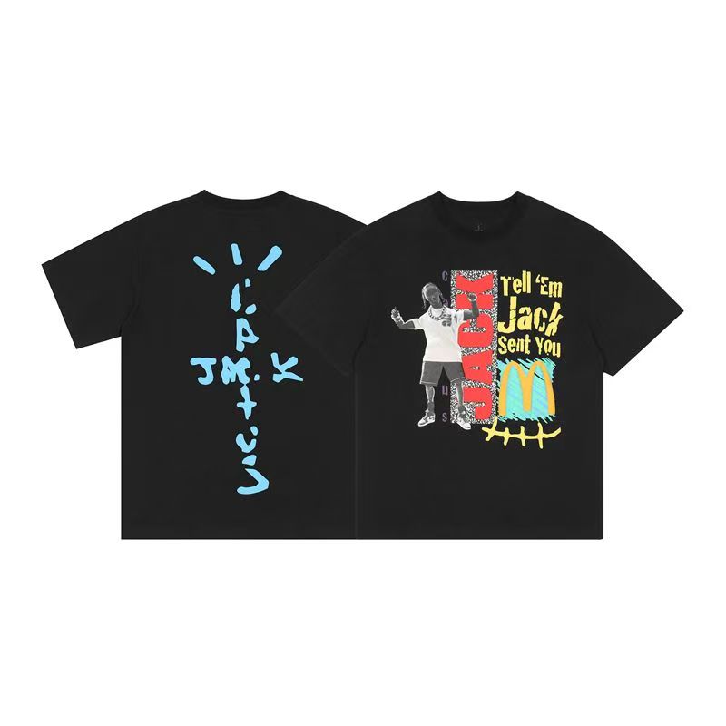 Men's T-Shirts Summer Fashion Travisly Scottsly hip-hop American high street Classic Graffiti Roaring Print Cotton Hip Hop Short Sleve tshirts