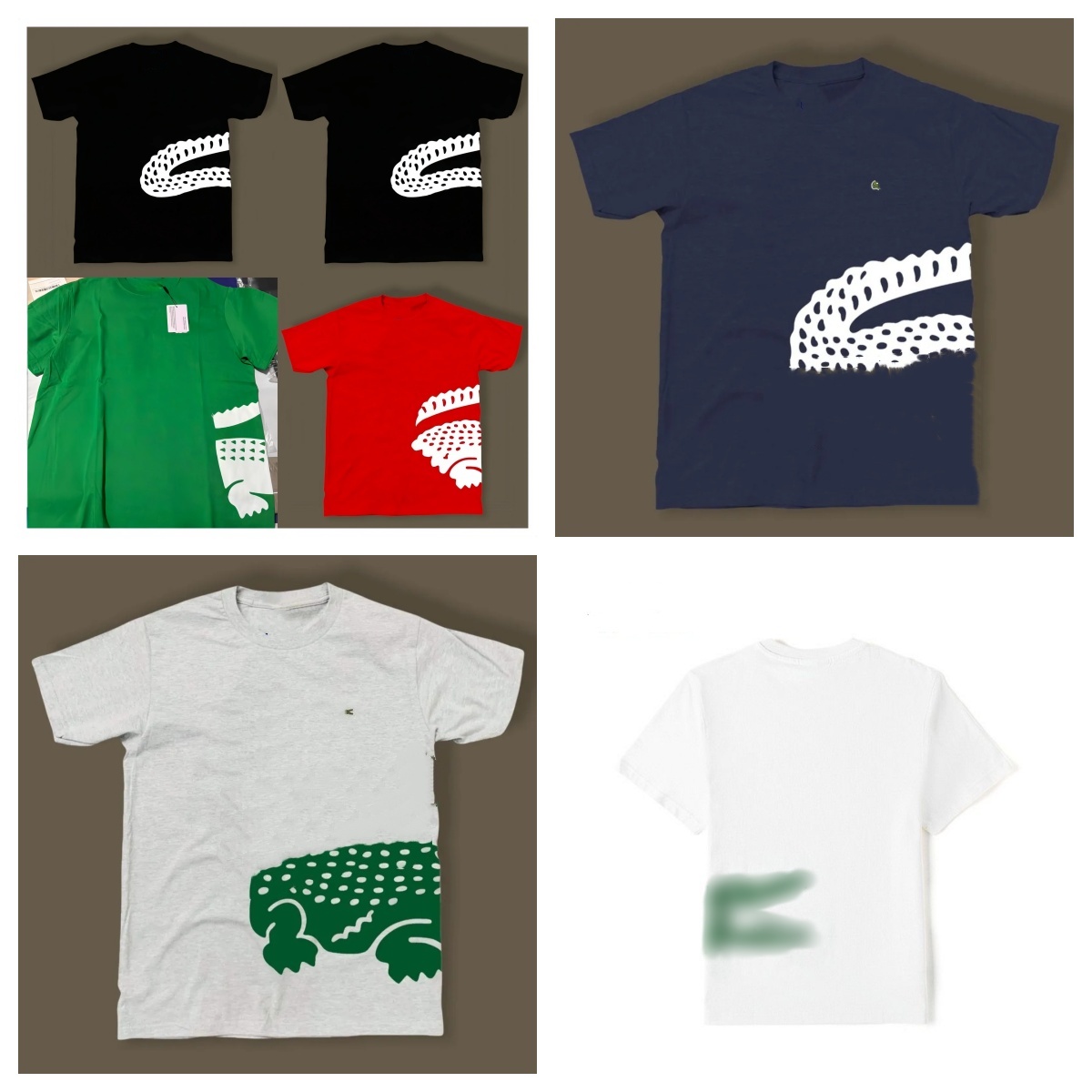 Men's Short Sleeve T-shirt Designer LAC Animal Printed Signature Small Appliques Logo Adults Youth Boys T-shirts Sports Tees Fashion Casual